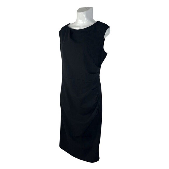 Miusol Dress XL Black Sleeveless Sheath Ruched Side Scoop Neck Midi Stretch - Picture 2 of 8